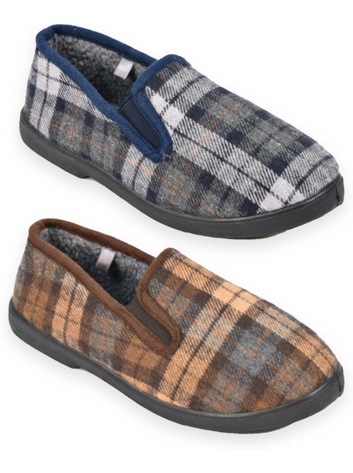 Ozabi pantoufles charentaises homme pack de 2 paires semelle antidérapante - Kiabi Ozabi pantoufles charentaises homme pack de 2 paires semelle antidérapante - Kiabi