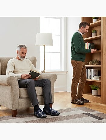 Ozabi pantoufles charentaises homme pack de 2 paires semelle antidérapante
