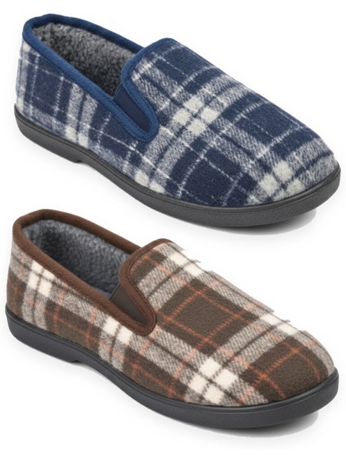 Ozabi pantoufles charentaises homme pack de 2 paires semelle antidérapante - Kiabi Ozabi pantoufles charentaises homme pack de 2 paires semelle antidérapante - Kiabi