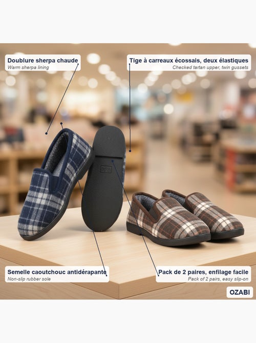 Ozabi pantoufles charentaises homme pack de 2 paires semelle antidérapante - Kiabi Ozabi pantoufles charentaises homme pack de 2 paires semelle antidérapante - Kiabi