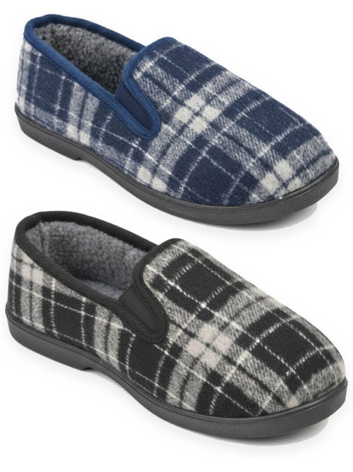 Ozabi pantoufles charentaises homme pack de 2 paires semelle antidérapante - Kiabi Ozabi pantoufles charentaises homme pack de 2 paires semelle antidérapante - Kiabi