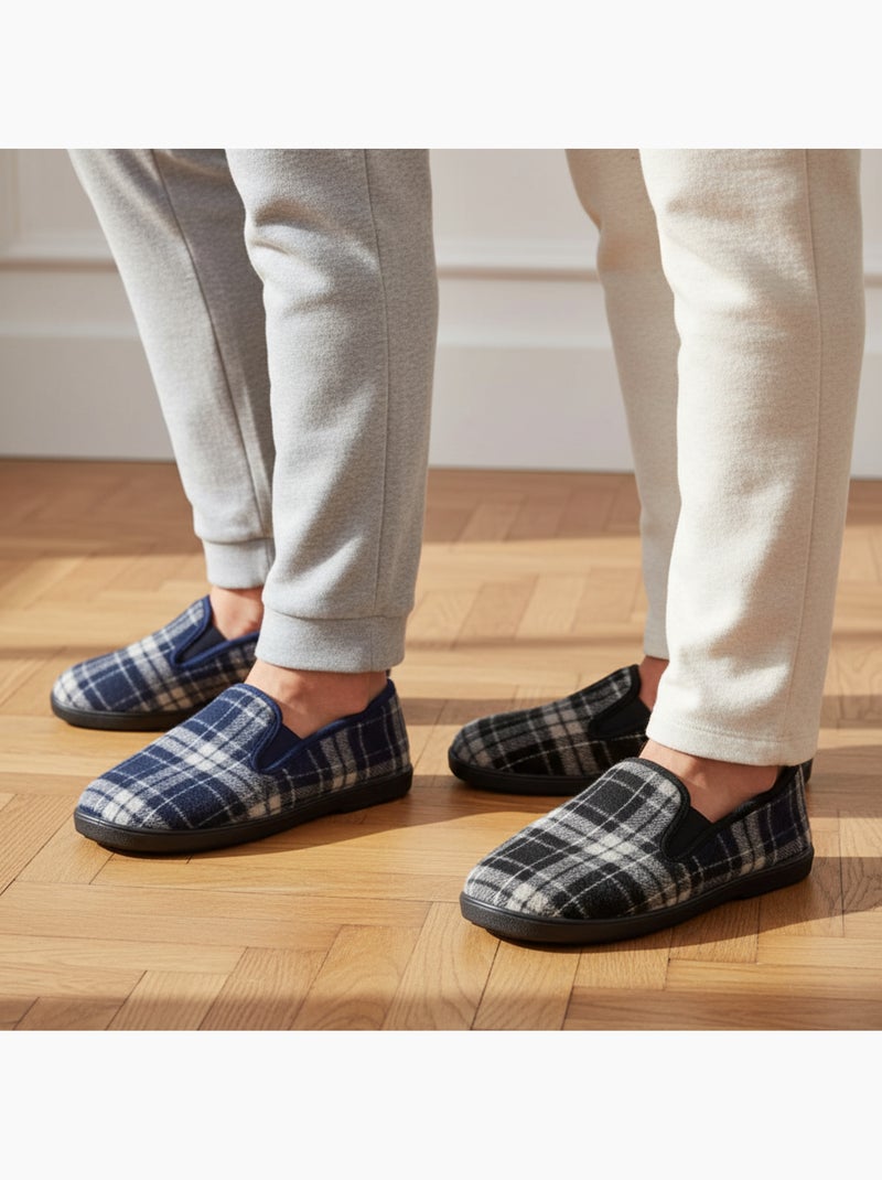 Ozabi pantoufles charentaises homme pack de 2 paires semelle antidérapante Bleu Noir - Kiabi