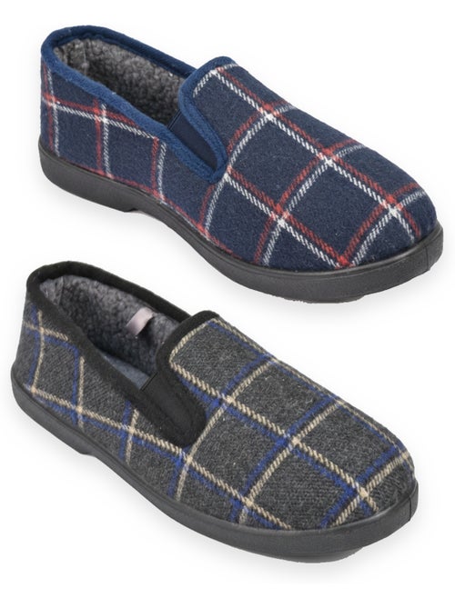 Ozabi pantoufles charentaises homme pack de 2 paires semelle antidérapante - Kiabi Ozabi pantoufles charentaises homme pack de 2 paires semelle antidérapante - Kiabi