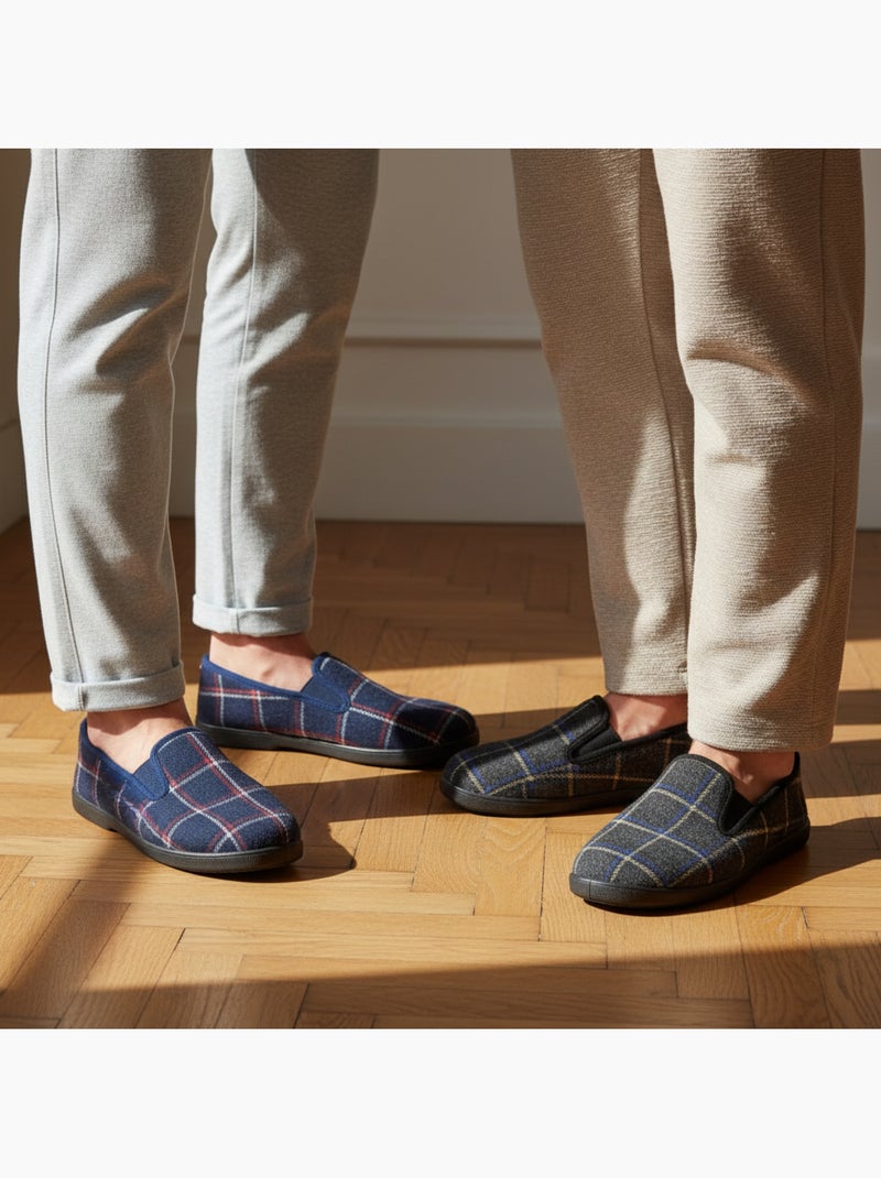 Ozabi pantoufles charentaises homme pack de 2 paires semelle antidérapante Bleu Rouge Noir - Kiabi