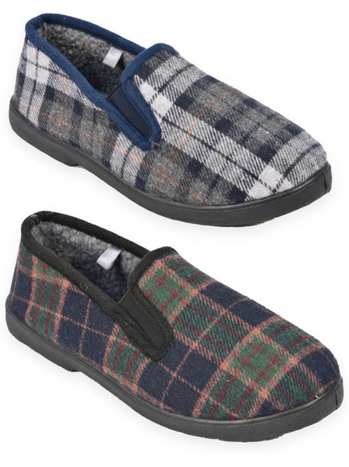 Ozabi pantoufles charentaises homme pack de 2 paires semelle antidérapante - Kiabi Ozabi pantoufles charentaises homme pack de 2 paires semelle antidérapante - Kiabi
