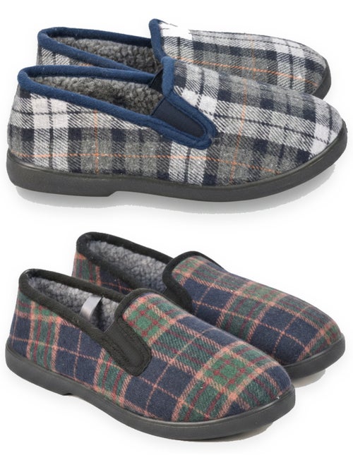 Ozabi pantoufles charentaises homme pack de 2 paires semelle antidérapante - Kiabi Ozabi pantoufles charentaises homme pack de 2 paires semelle antidérapante - Kiabi