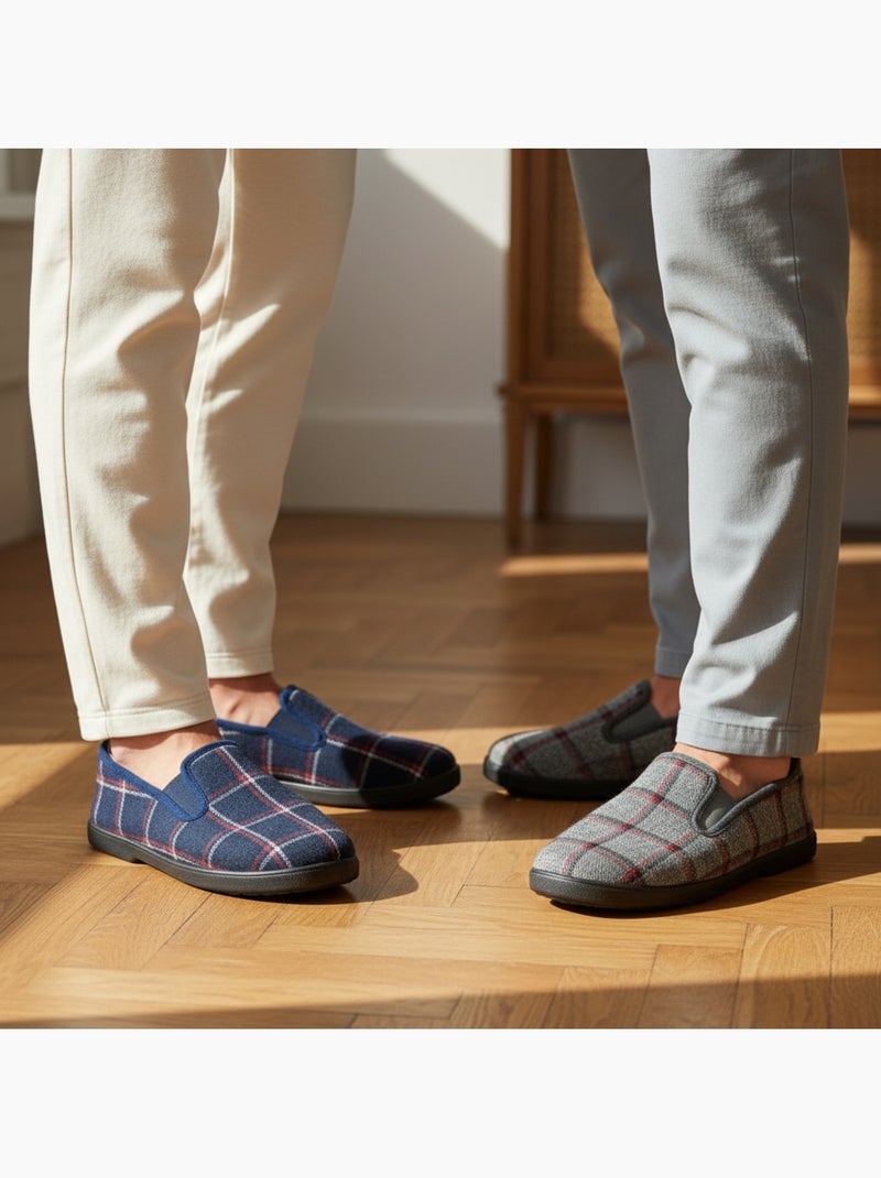 Ozabi pantoufles charentaises homme pack de 2 paires semelle antidérapante Gris Bleu - Kiabi