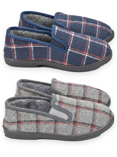 Ozabi pantoufles charentaises homme pack de 2 paires semelle antidérapante - Kiabi Ozabi pantoufles charentaises homme pack de 2 paires semelle antidérapante - Kiabi