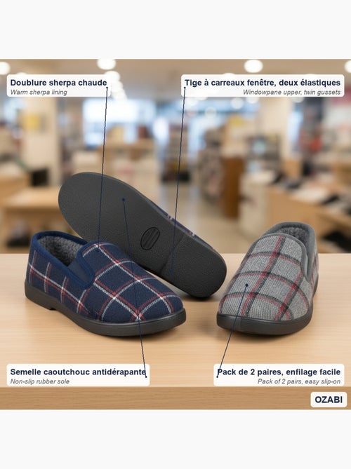 Ozabi pantoufles charentaises homme pack de 2 paires semelle antidérapante - Kiabi Ozabi pantoufles charentaises homme pack de 2 paires semelle antidérapante - Kiabi