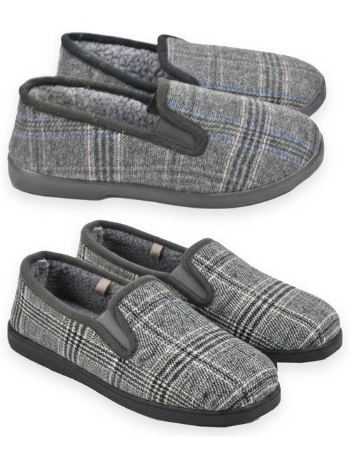 Ozabi pantoufles charentaises homme pack de 2 paires semelle antidérapante - Kiabi Ozabi pantoufles charentaises homme pack de 2 paires semelle antidérapante - Kiabi