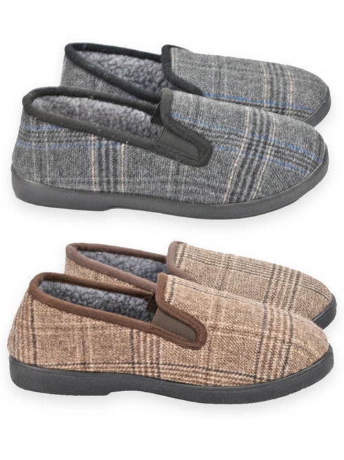 Ozabi pantoufles charentaises homme pack de 2 paires semelle antidérapante - Kiabi Ozabi pantoufles charentaises homme pack de 2 paires semelle antidérapante - Kiabi