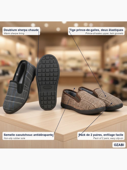 Ozabi pantoufles charentaises homme pack de 2 paires semelle antidérapante - Kiabi Ozabi pantoufles charentaises homme pack de 2 paires semelle antidérapante - Kiabi