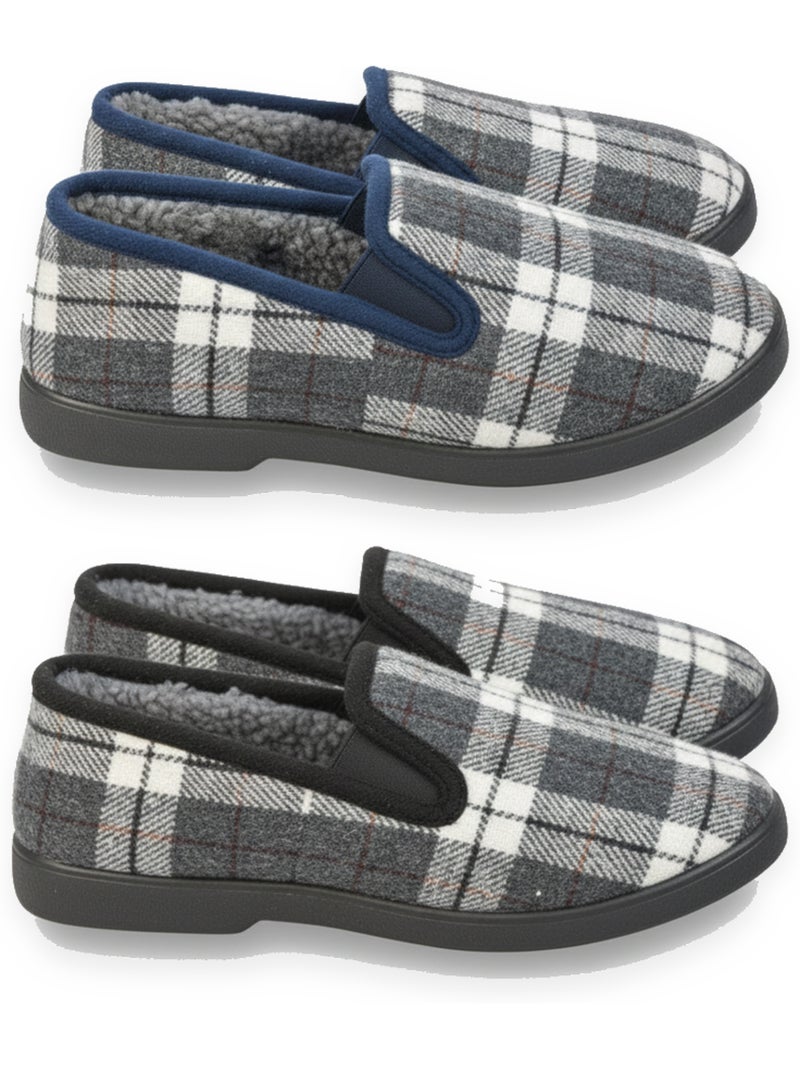 Ozabi pantoufles charentaises homme pack de 2 paires semelle antidérapante Noir Bleu - Kiabi