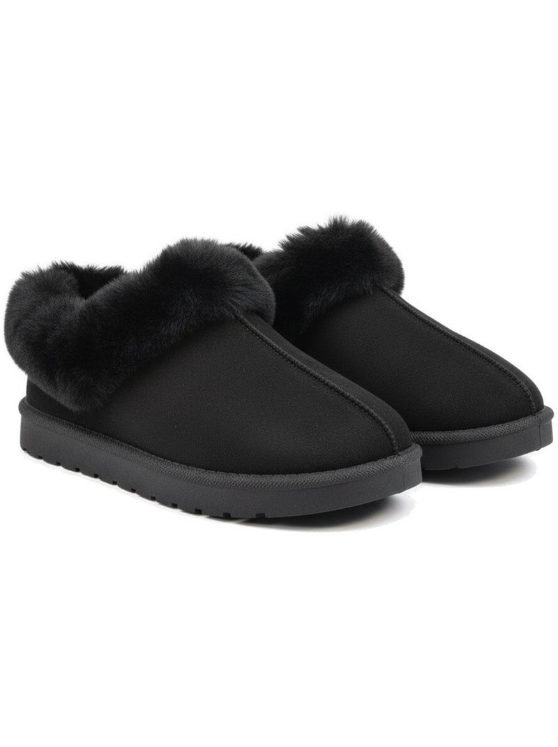 Ozabi pantoufles femme hiver scandinave, semelle crantée intérieur extérieur Noir - Kiabi