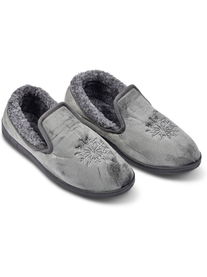 OZABI Pantoufles Femme Velours Charentaises Chaudes Antidérapantes Gris - Kiabi