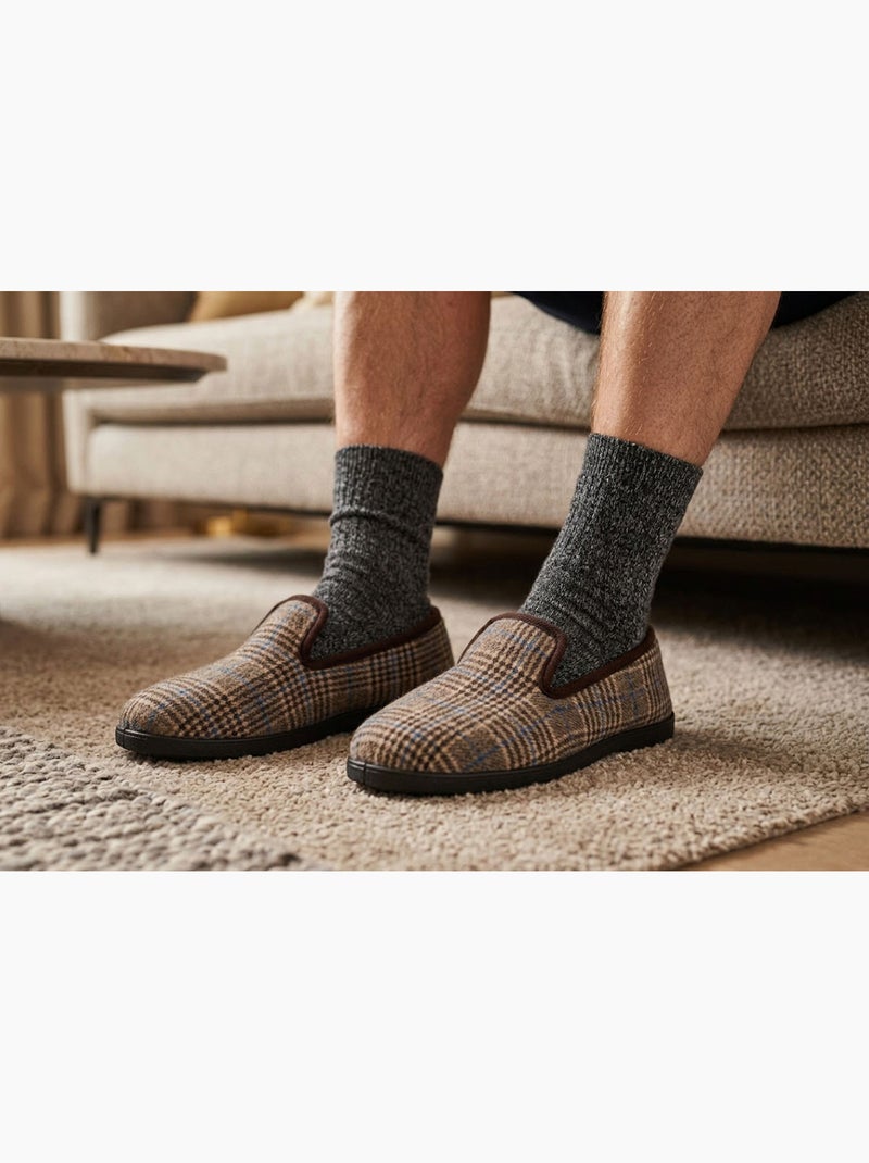 Ozabi pantoufles homme charentaises chaudes antidérapantes Marron - Kiabi