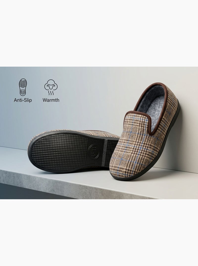 Ozabi pantoufles homme charentaises chaudes antidérapantes Marron - Kiabi