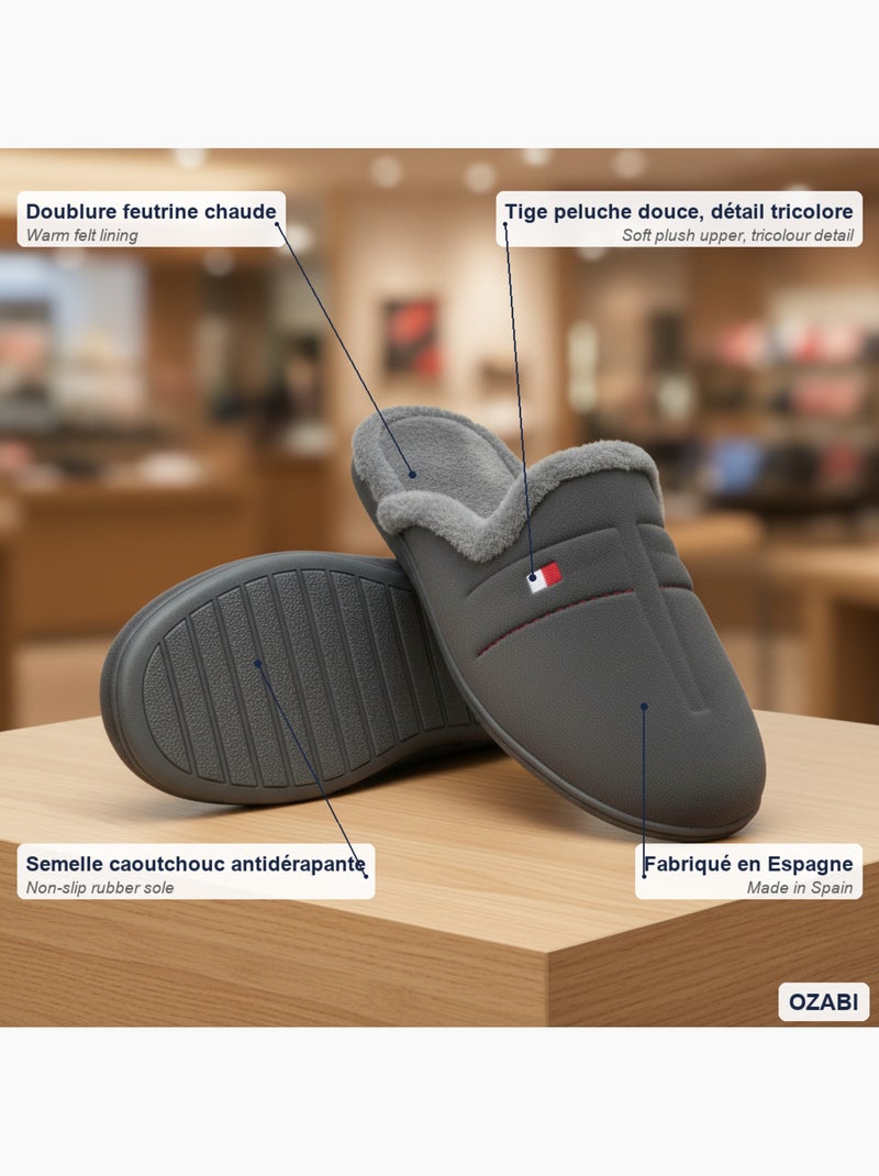 Ozabi pantoufles mules homme fabriquées en espagne, motifs fantaisie Gris - Kiabi