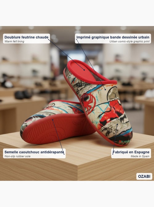 Ozabi pantoufles mules homme fabriquées en espagne, motifs fantaisie - Kiabi Ozabi pantoufles mules homme fabriquées en espagne, motifs fantaisie - Kiabi