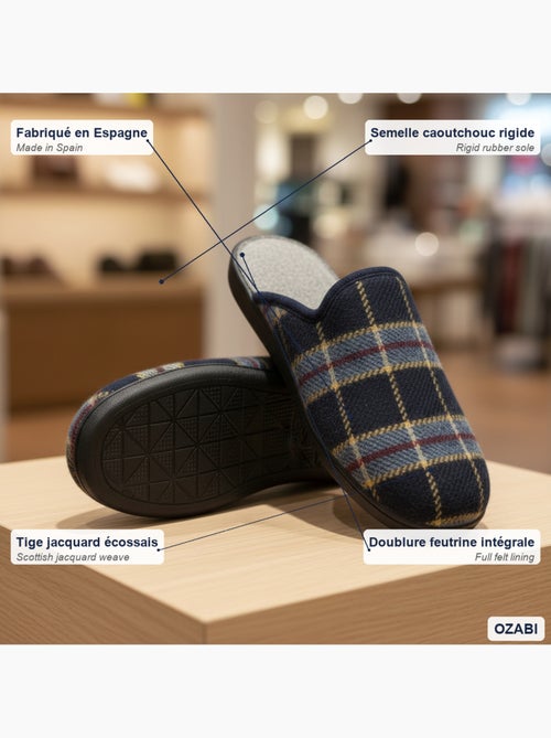 Ozabi pantoufles mules homme fabriquées en espagne, tige jacquard écossais - Kiabi Ozabi pantoufles mules homme fabriquées en espagne, tige jacquard écossais - Kiabi
