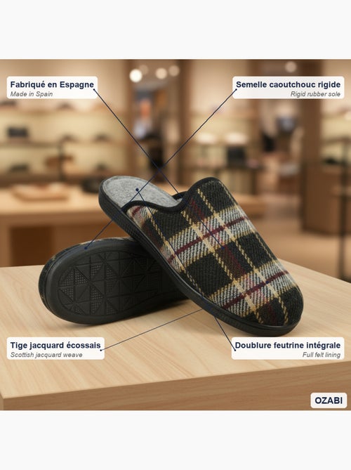 Ozabi pantoufles mules homme fabriquées en espagne, tige jacquard écossais - Kiabi Ozabi pantoufles mules homme fabriquées en espagne, tige jacquard écossais - Kiabi