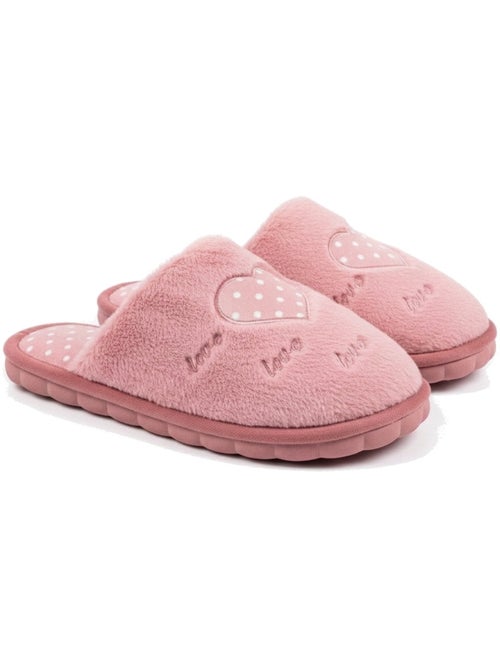 Ozabi pantoufles ouvertes femme, fausse fourrure, cœur à pois brodé love - Kiabi Ozabi pantoufles ouvertes femme, fausse fourrure, cœur à pois brodé love - Kiabi