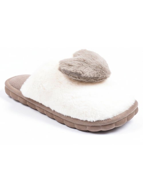 Ozabi pantoufles ouvertes femme, fourrure synthétique, cœur effet 3d - Kiabi Ozabi pantoufles ouvertes femme, fourrure synthétique, cœur effet 3d - Kiabi