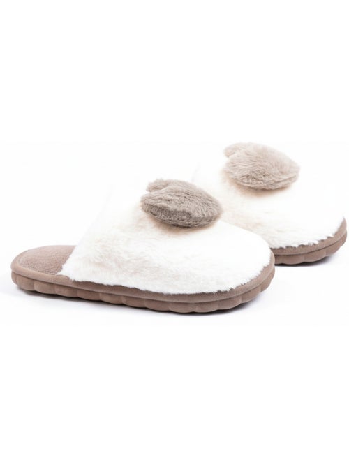 Ozabi pantoufles ouvertes femme, fourrure synthétique, cœur effet 3d - Kiabi Ozabi pantoufles ouvertes femme, fourrure synthétique, cœur effet 3d - Kiabi