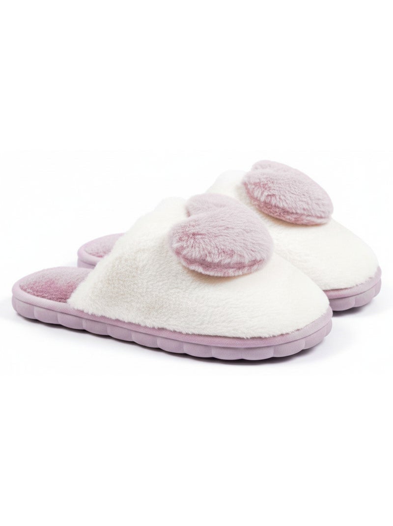 Ozabi pantoufles ouvertes femme, fourrure synthétique, cœur effet 3d Parme - Kiabi