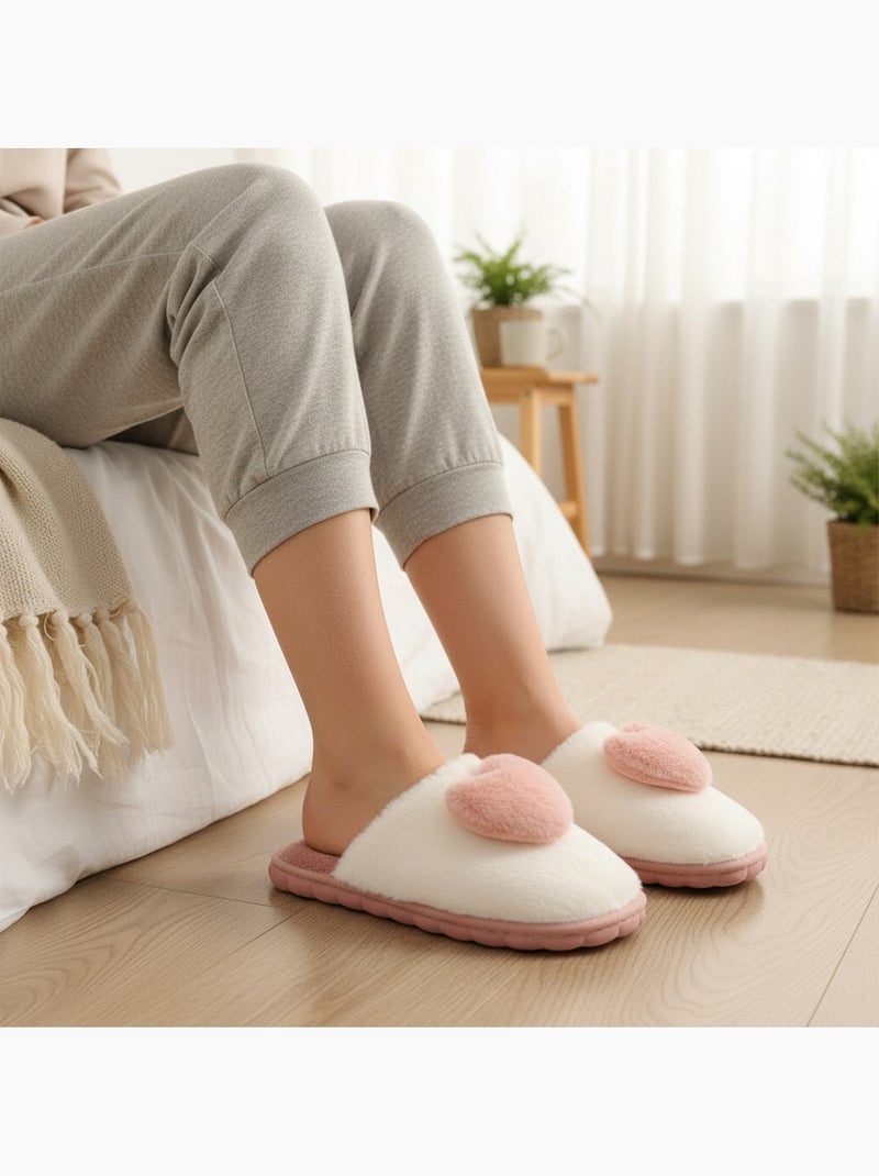Ozabi pantoufles ouvertes femme, fourrure synthétique, cœur effet 3d Rose - Kiabi