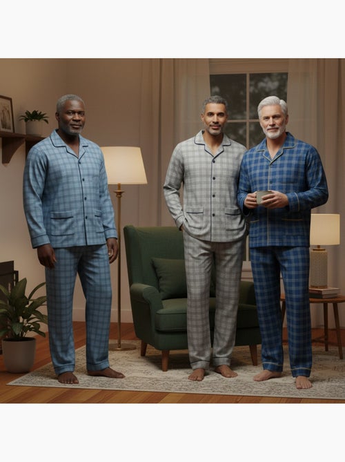 Ozabi pyjama homme boutonné pack de 3, coton doublé polaire, manches longues - Kiabi Ozabi pyjama homme boutonné pack de 3, coton doublé polaire, manches longues - Kiabi
