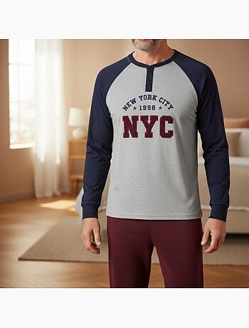 Ozabi pyjama homme doublé polaire broderie new york city