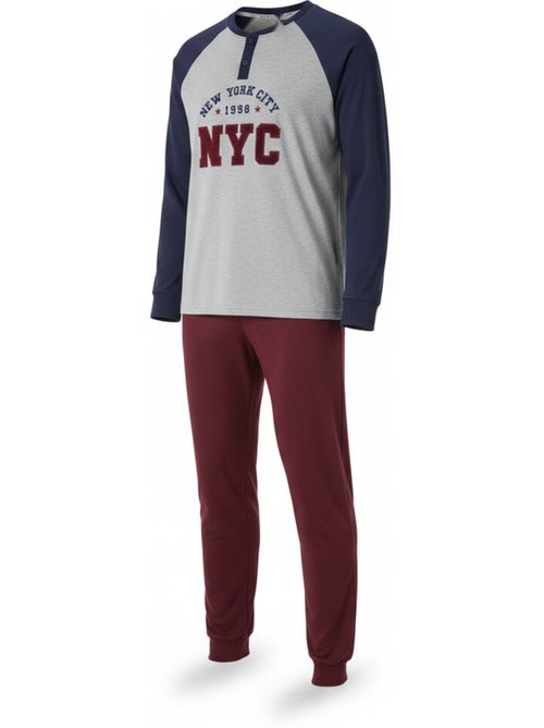 Ozabi pyjama homme doublé polaire broderie new york city - Kiabi