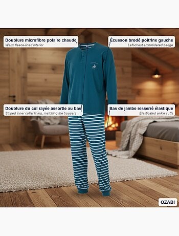 Ozabi pyjama homme doublé polaire écusson brodé