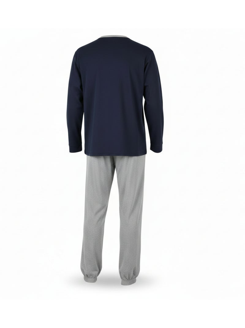 Ozabi pyjama homme doublé polaire écusson brodé Bleu marine - Kiabi