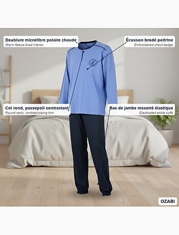 Ozabi pyjama homme doublé polaire écusson brodé