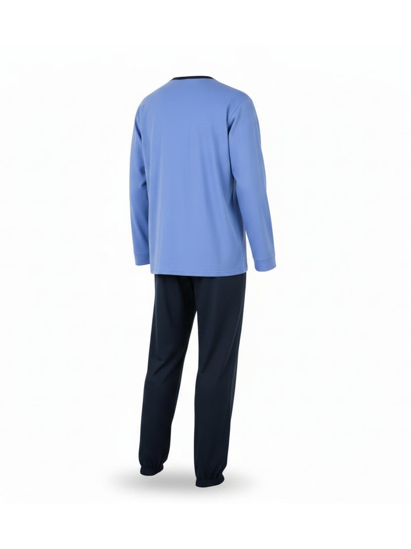 Ozabi pyjama homme doublé polaire écusson brodé Ciel - Kiabi