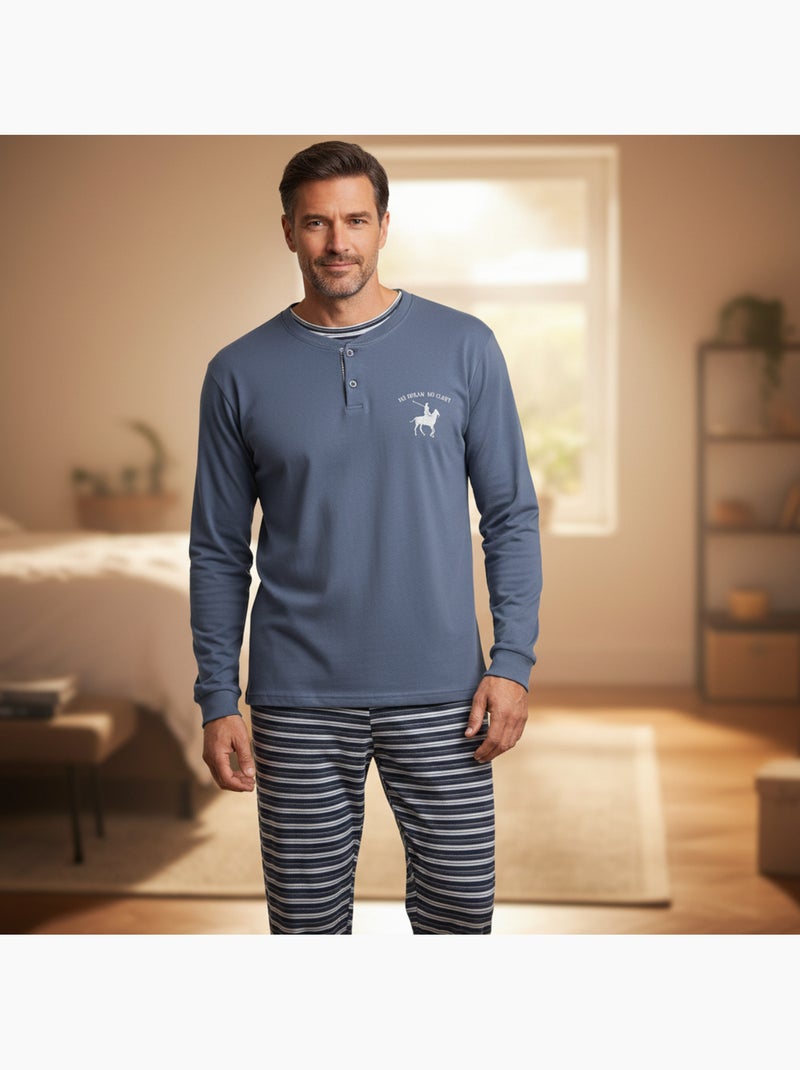 Ozabi pyjama homme doublé polaire écusson brodé Gris - Kiabi