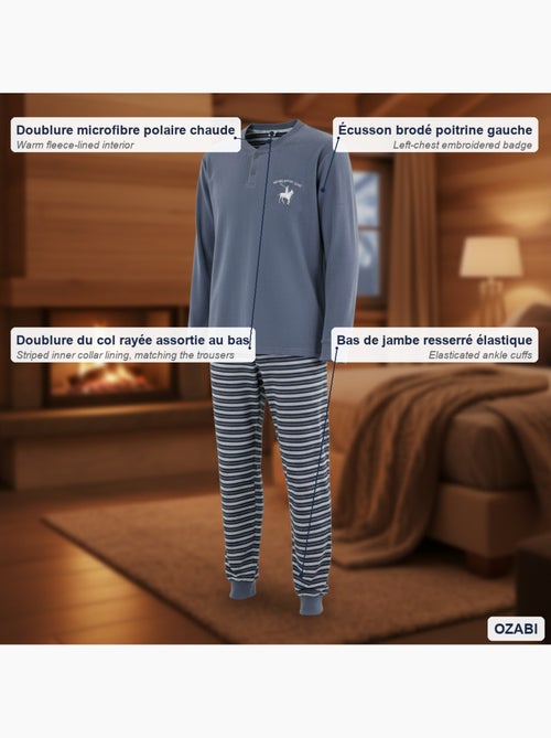 Ozabi pyjama homme doublé polaire écusson brodé - Kiabi Ozabi pyjama homme doublé polaire écusson brodé - Kiabi
