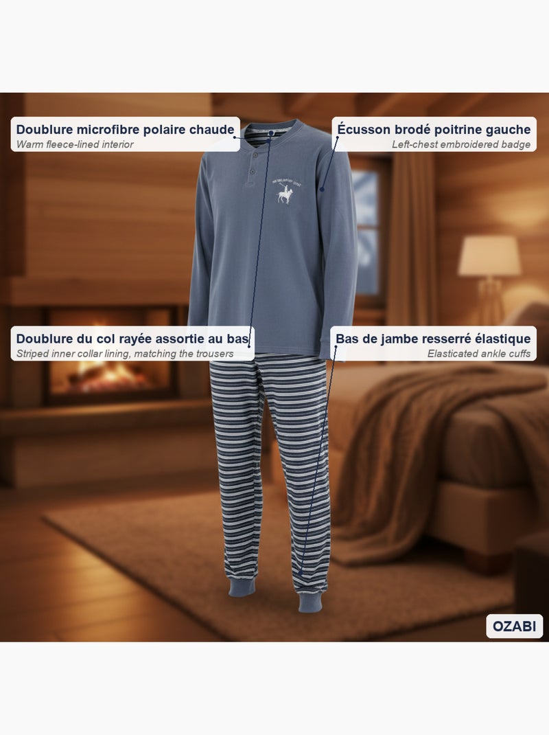Ozabi pyjama homme doublé polaire écusson brodé Gris - Kiabi