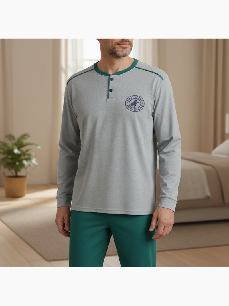 Ozabi pyjama homme doublé polaire écusson brodé Gris - Kiabi