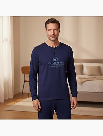 Ozabi pyjama homme doublé polaire print brodé