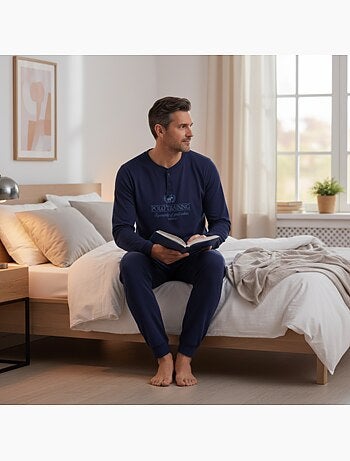 Ozabi pyjama homme doublé polaire print brodé