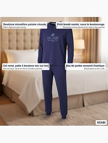 Ozabi pyjama homme doublé polaire print brodé