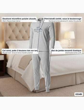 Ozabi pyjama homme doublé polaire print brodé