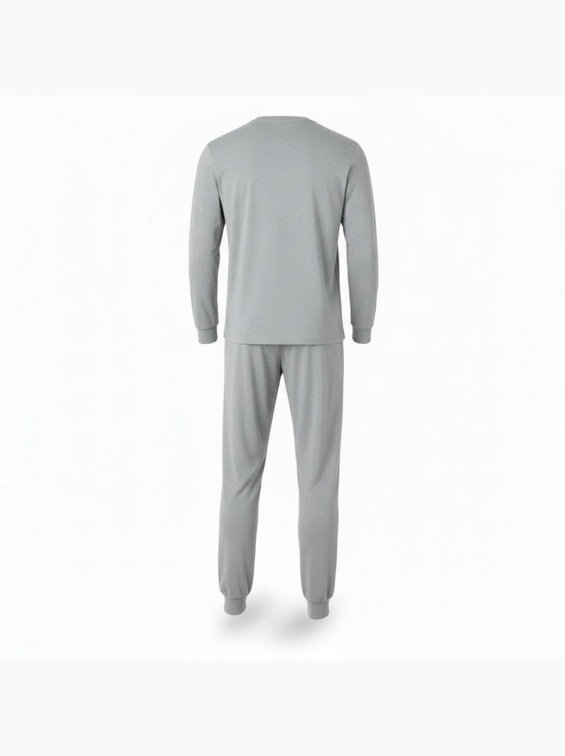 Ozabi pyjama homme doublé polaire print brodé Gris - Kiabi