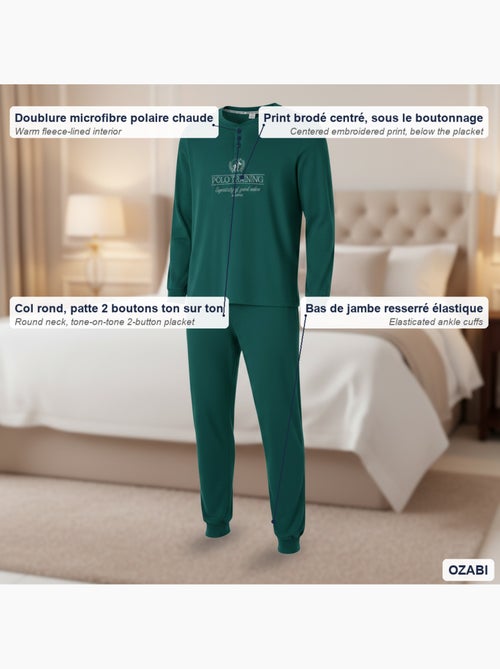 Ozabi pyjama homme doublé polaire print brodé - Kiabi Ozabi pyjama homme doublé polaire print brodé - Kiabi