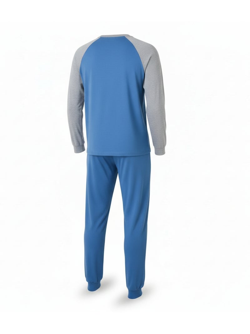 Ozabi pyjama homme doublé polaire raglan brodé Bleu - Kiabi