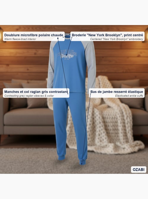 Ozabi pyjama homme doublé polaire raglan brodé - Kiabi