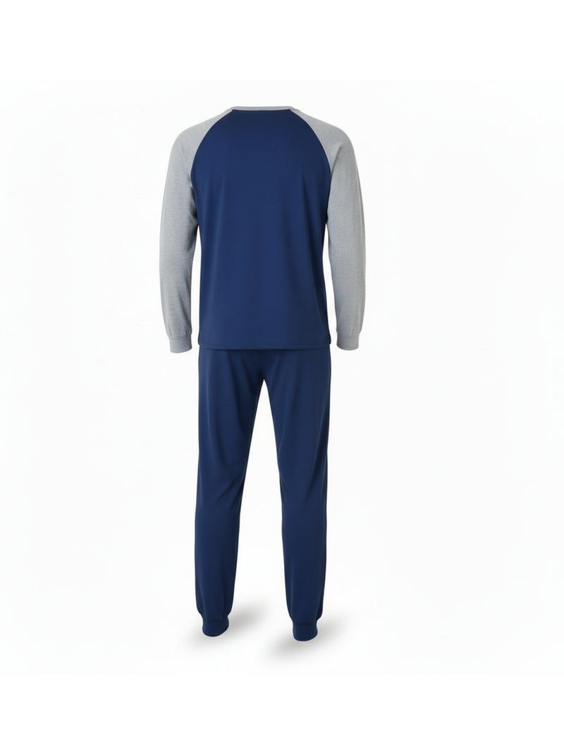 Ozabi pyjama homme doublé polaire raglan brodé Bleu marine - Kiabi